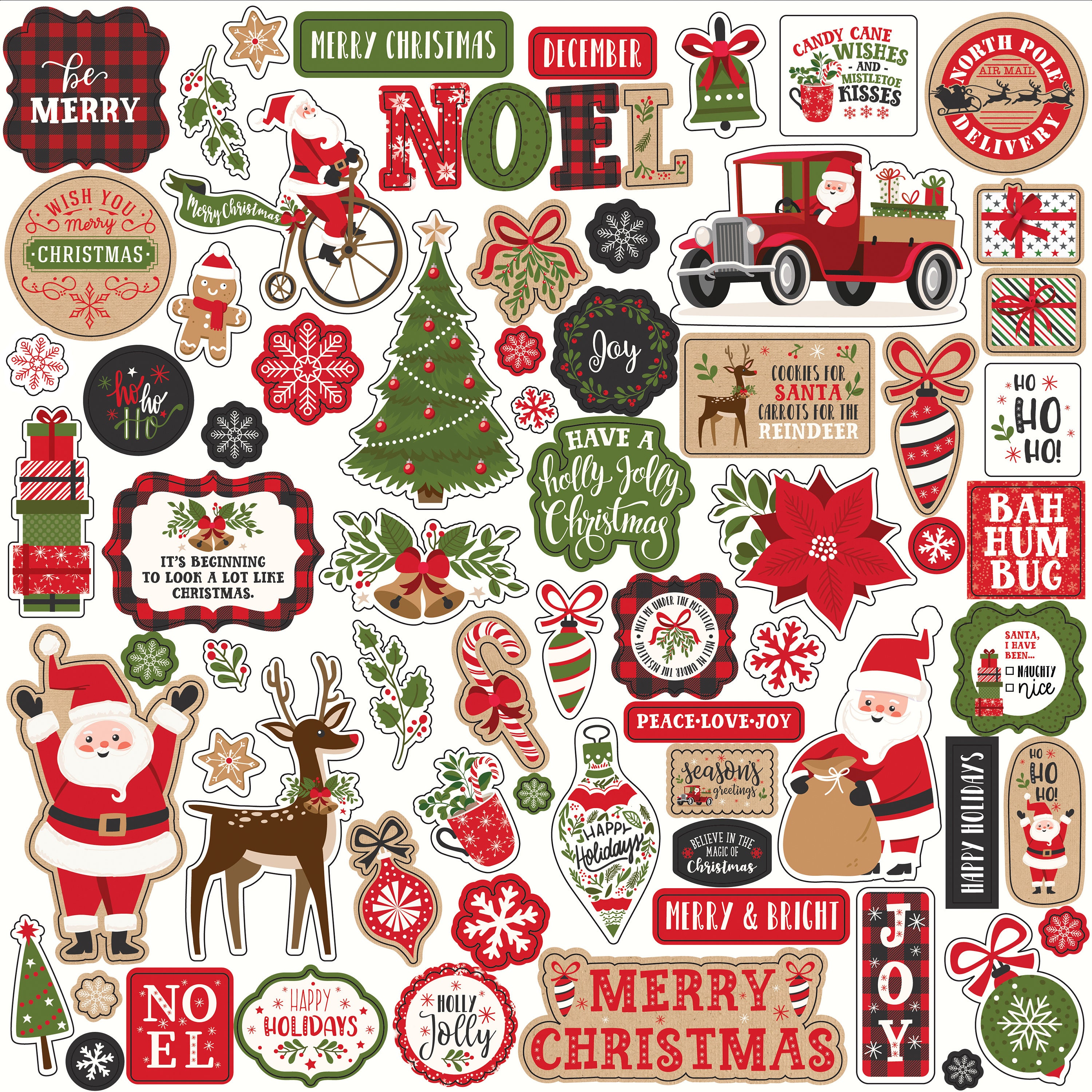 Echo Park Paper Co. My Favorite Christmas Element Stickers, 12X12