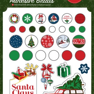 Carta Bella White Christmas Collection Decorative Brads, Christmas/Holiday Scrapbooks, Cards and Papercrafts, Adhesive Christmas Brads
