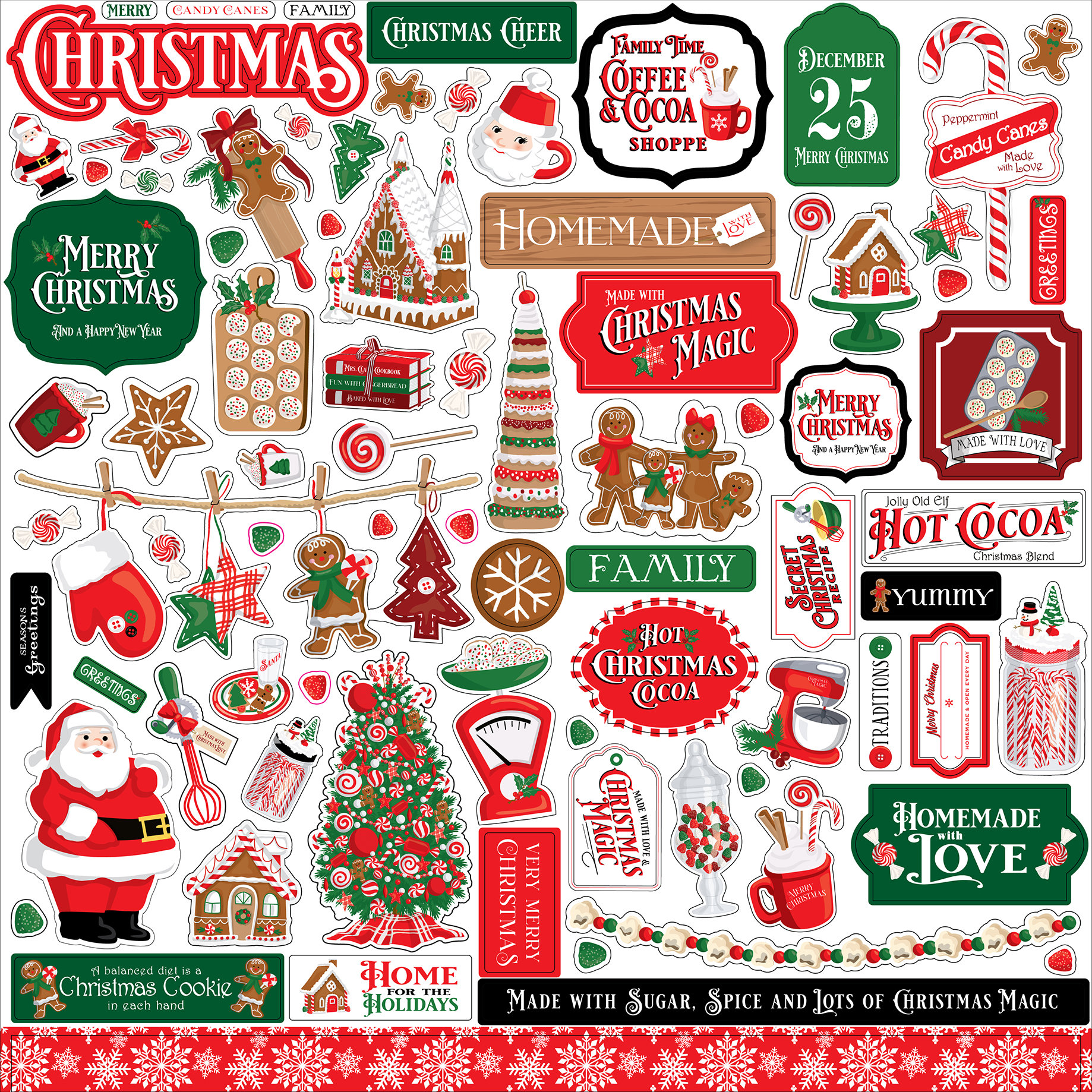 Carta Bella | A Wonderful Christmas Scrapbook Stickers