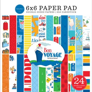 Carta Bella Bon VOYAGE Collection 6 X 6 Paper Pad, 24 double-sided sheets, Retro/Vintage Cruise Theme Scrap and Papercraft