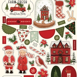 Carta Bella HELLO Christmas Collection Puffy Stickers, Puffy Christmas Stickers, Christmas Scrap and Papercraft