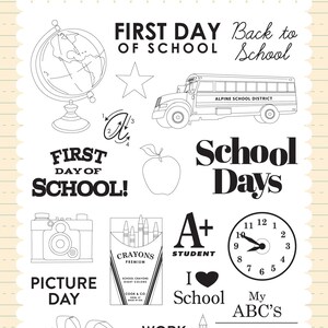 Carta Bella Designer Stamps, School Days Collection Stamps, School Days Stamp Set, Retro School Scrap and Papercrafts, Retro School Stamps