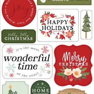 Carta Bella Letters to Santa Collection Chipboard Phrases, Christmas/Holiday Scrapbook and Papercraft, Christmas Chipboard Die Cuts