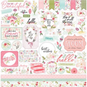 Carta Bella Paper Co. Flora No. 3 12X12 Sticker Sheet, Floral Theme Scrapbook and Papercraft, Floral 12X12 Sticker Sheet