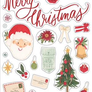 Carta Bella Letters to Santa Collection Chipboard Accents, Christmas/Holiday Scrapbook and Papercraft, Christmas Chipboard Die Cuts