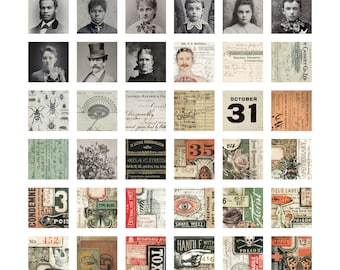 Tim Holtz idea-ology Halloween Collage Tiles, 72 Pieces, Square Paper Snippets, Tim Holtz Collage Tiles, Halloween 2022