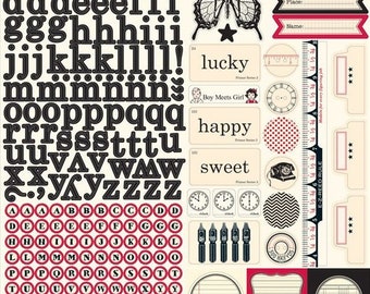 Echo Park Paper Company JBS Mercantile Element Stickers, Jenni Bowlin Studio, 12X12 Sticker Sheet, Vintage/Retro Theme Stickers