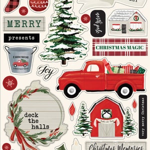 Carta Bella Christmas MARKET Collection, Adhesive Chipboard Accents, Christmas/Holiday Scrapbook and Papercraft