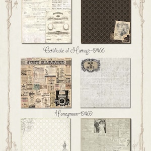 6 Assorted Sheets! 7 Gypsies Harmony Collection, 12&quot; X 12&quot; Double-Sided Sheets, Vintage Wedding Theme Collage, Scrapbook or Papercraft