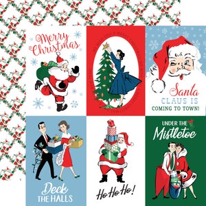6 Assorted Sheets! Carta Bella Paper Co. Merry Christmas Collection, 12X12 Double-sided Sheets, Retro/Vintage Christmas Papercraft
