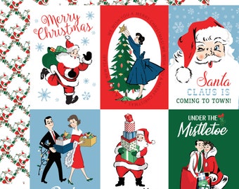 4 Assorted Sheets Carta Bella Paper Co. a Very Merry CHRISTMAS Collection,  12X12 Double-sided Sheets, Retro/vintage Christmas Papercraft 