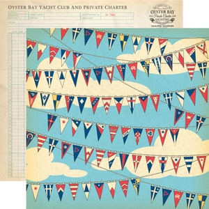 8 Assorted Sheets! Carta Bella YACHT CLUB Collection, 12X12 Double-sided Sheets, Retro/Vintage Sailing/Nautical Theme Scrap and Papercraft