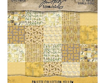 Tim Holtz® Idea-ology® Palette Collection: Yellow, 12" x 12" Paper, 12 Double-Sided Papers, Tim Holtz Scrapbooking/Junk Journal/Mixed Media