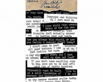 Tim Holtz idea-ology Sticker Book, Big Talk "Snarky" Sticker Book, 8 Pages, Tim Holtz Big Talk Snarky Stickers, Tim Holtz Phrase Stickers