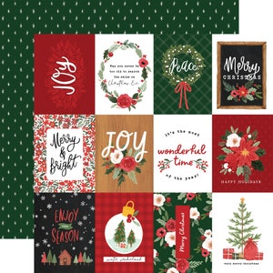 6 Assorted Sheets! Carta Bella Paper Co. Happy CHRISTMAS Collection, 12X12 Double-sided Sheets, Modern Floral Christmas Scrap/Papercraft