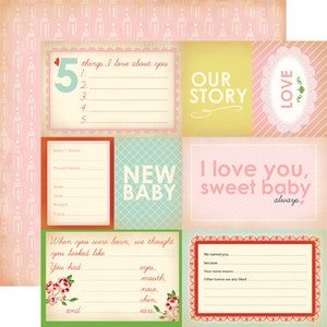 3 Assorted Sheets! Carta Bella baby mine GIRL Collection 12X12 Double Sided Sheets, Baby Theme Scrapbooks, Cards and Papercrafts