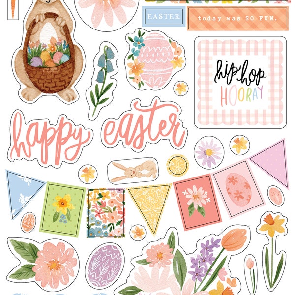 Echo Park Paper Co. My Favorite Easter Chipboard Accents, Spring/Easter Scrapbook and Papercraft, Spring/Easter Chipboard Embellishments