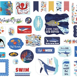 Carta Bella FISH are FRIENDS Collection Ephemera, Die Cut Tags, 33 Pieces, Retro/Vintage Fish/Sea/Ocean Theme Scrap and Papercraft