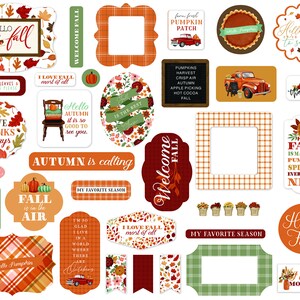 Carta Bella Welcome FALL Collection Ephemera, 33 Pieces, Fall/Autumn Scrap and Papercraft, Fall Tags, Fall Ephemera, Fall Die Cut Tags
