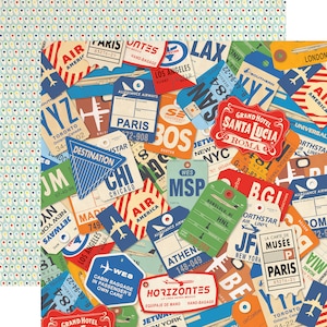 6 Assorted Sheets! Carta Bella Paper Co. PASSPORT Collection, 12X12 Double-sided Retro/Vintage World Travel Theme Scrapbook and Papercraft