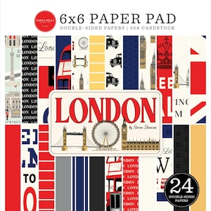 Carta Bella LONDON Collection 6 X 6 Paper Pad, 24 double-sided sheets, London Theme Scrap/Card-Making/Papercraft