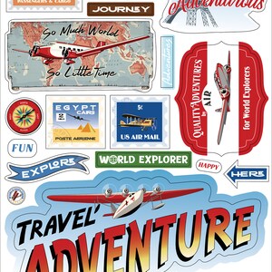 Carta Bella OUR TRAVEL ADVENTURE Collection, Chipboard Phrases, Retro/Vintage Travel Theme Scrap and Papercraft, Die Cut Chipboard Pieces