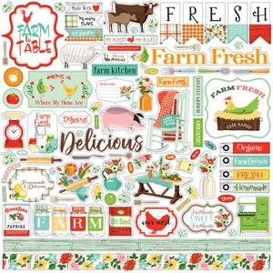 Carta Bella Paper Co. Farm to Table 12X12 Sticker Sheet, Farm/Kitchen Theme Scrapbook and Papercraft, Farmhouse Stickers