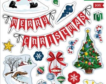 以下が含まれることがあります： サンタクロース、クリスマスツリー、靴下、家、車など、さまざまな祝祭的なデザインが施された、チップボード製のクリスマスステッカーのセットです。これらのステッカーは、クラフトやプロジェクトにホリデーの喜びを加えるのに最適です。