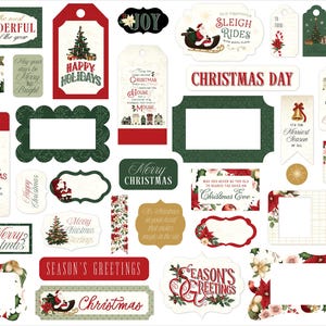Carta Bella A VINTAGE Christmas Frames & Tags, 33 Pieces, Christmas Die Cuts, Christmas Scrap and Papercraft, Christmas Paper Frames/Tags