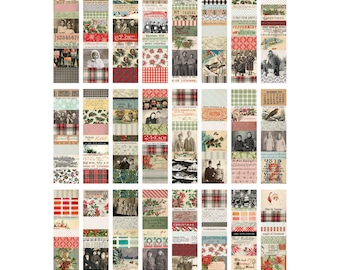 Tim Holtz idea-ology Large Collage Strips, Christmas 2024, 24 Pieces, 2 1/4" X 9" Paper Strips, Vintage Inspired Christmas Papercraft