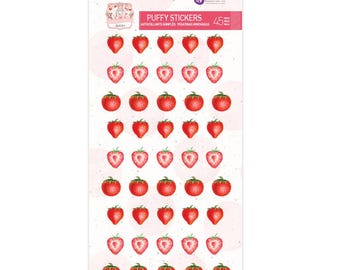 Colección Strawberry Milkshake de Prima Marketing Inc. de Frank Garcia, pegatinas esponjosas, 45 piezas, pegatinas esponjosas de fresa