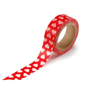 Red with White Hearts Washi Tape, 1 roll