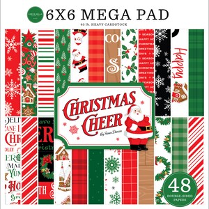 Carta Bella CHRISTMAS CHEER Collection 6X6 Mega Pad, 48 Sheets, Double-sided Sheets, Christmas Papercraft, Christmas Card Making Pad