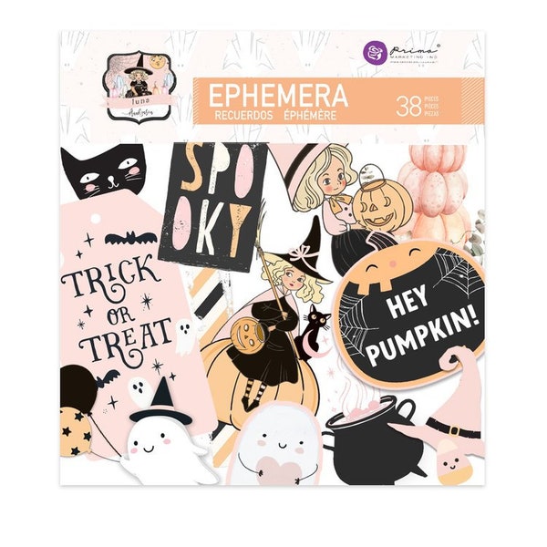 Prima Marketing Inc. Luna Collection by Frank Garcia Ephemera, 76 Pieces, Vintage/Retro Halloween Scrap and Papercraft