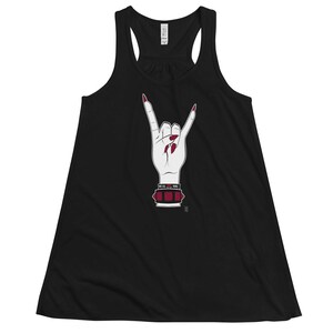 Metal Babe Horns (Women&#39;s Flowy Racerback Tank)