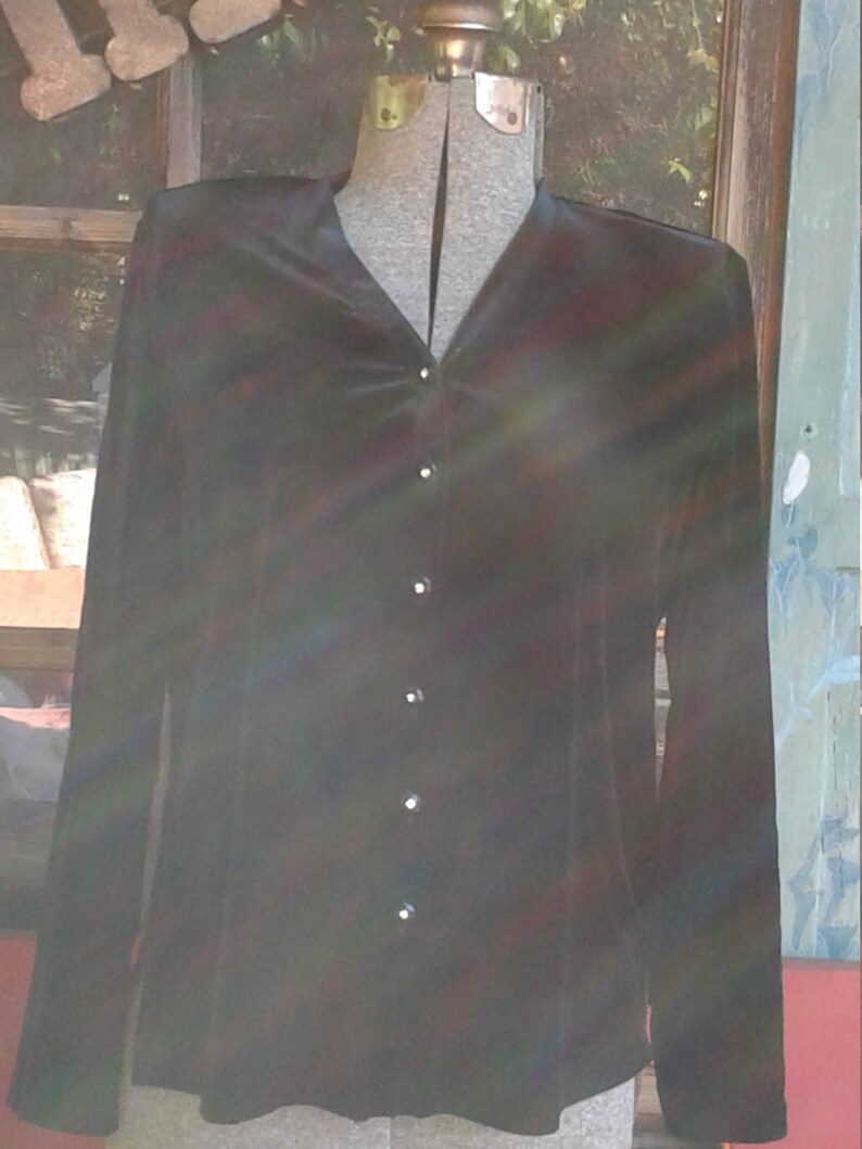 Vintage black velvet top with sequence buttons