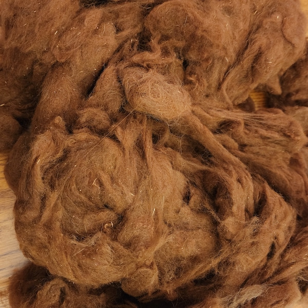 Huacaya Alpaca Blanket Fleece Kid Kody, Skirted Picked and Washed, Light Brown Fiber for Spinning, Felting & Weaving 4.5 Oz.