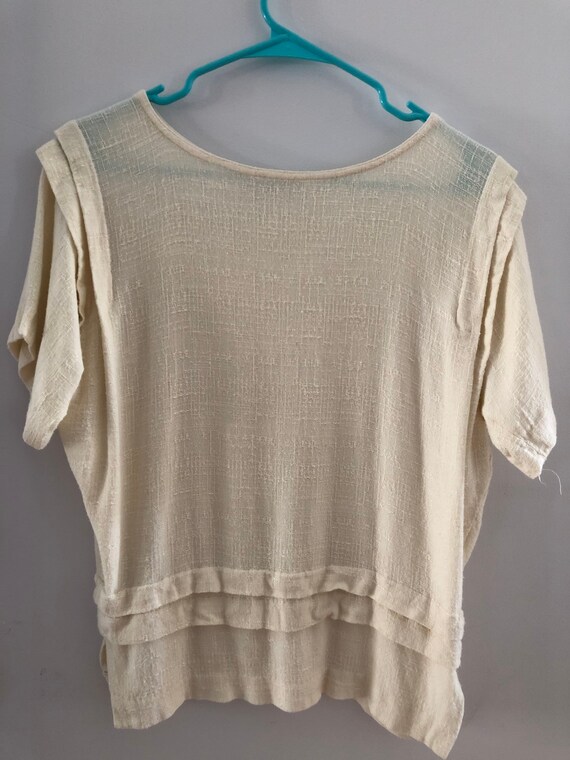 Vintage Blouse / Textured Knit /  Cream Medium  1… - image 7