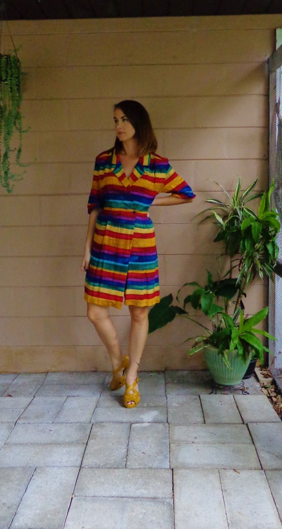 Vintage Striped Romper / Jumper Playsuit / Colorfu