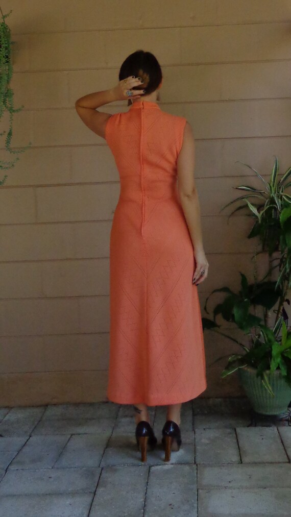 Vintage Maxi Dress / Peach Pastel Textured 1960's… - image 5