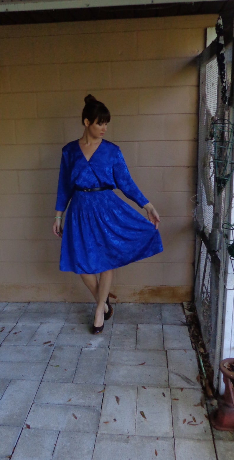 blue silky dress