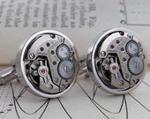 Tissot Cufflinks, Swiss Watch Mechanism Cuff Links for Steampunk Fans and Watch Lovers.