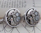 Tissot Cufflinks, Swiss Watch Mechanism Cuff Links for Steampunk Fans and Watch Lovers.