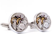 Steampunk Cufflinks, Vintage Watch Movement Cuff Links. Wedding Gift. Anniversary Present.
