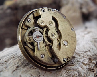 Vintage Steampunk Lapel Pin / Brooch. Antique Watch Mechanism Bronze Pin. Clockwork Mechanical Watch Gears. Unique Gift For Men or Women.