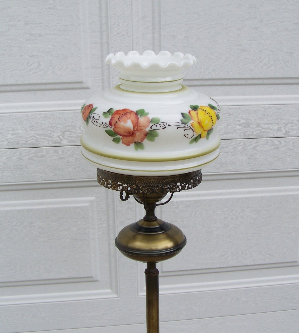 Vintage hurricane lamp 3 way floor accent lamp yellow Etsy