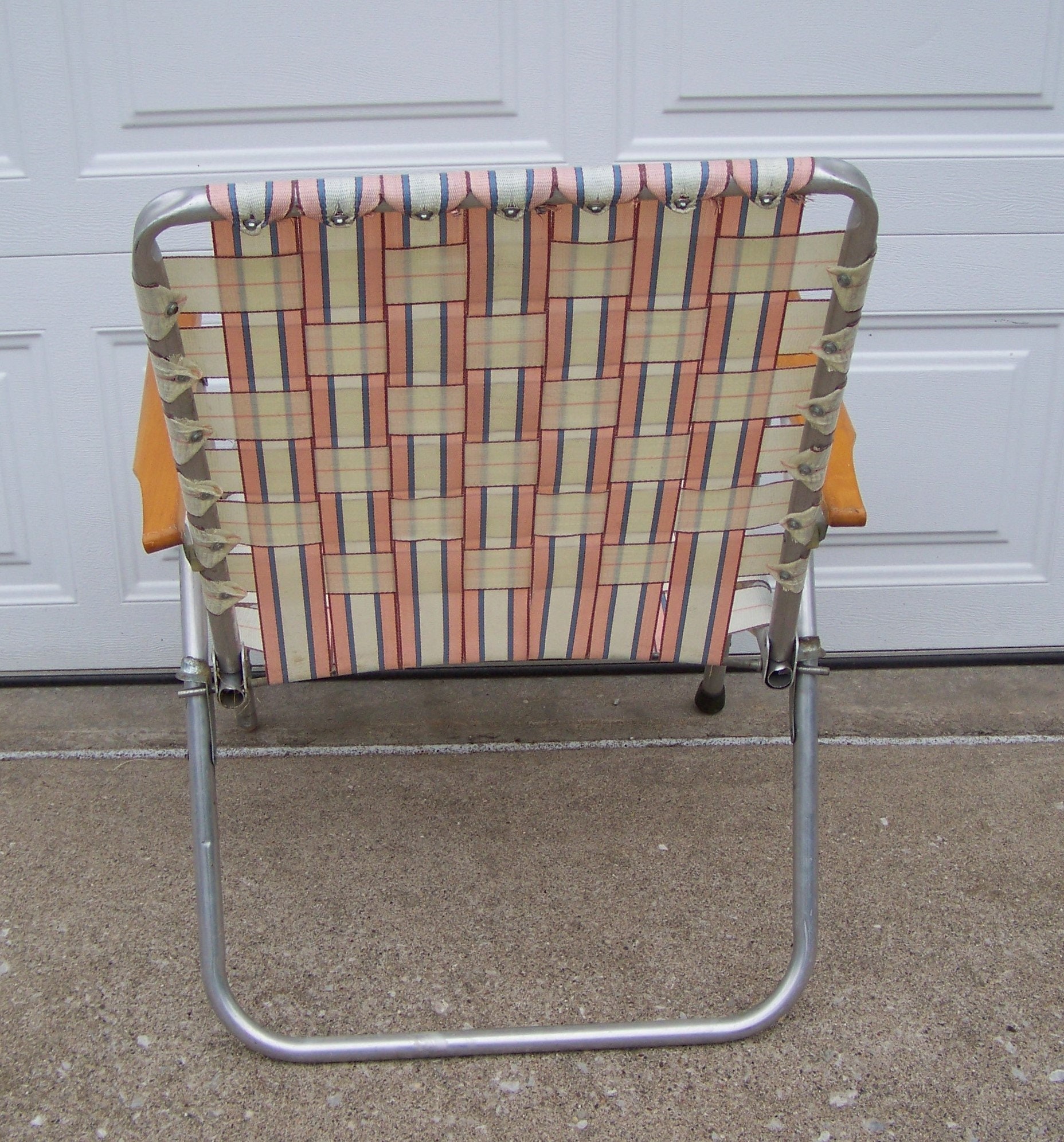 Correas de tejido de aluminio vintage plegables silla de patio | Etsy