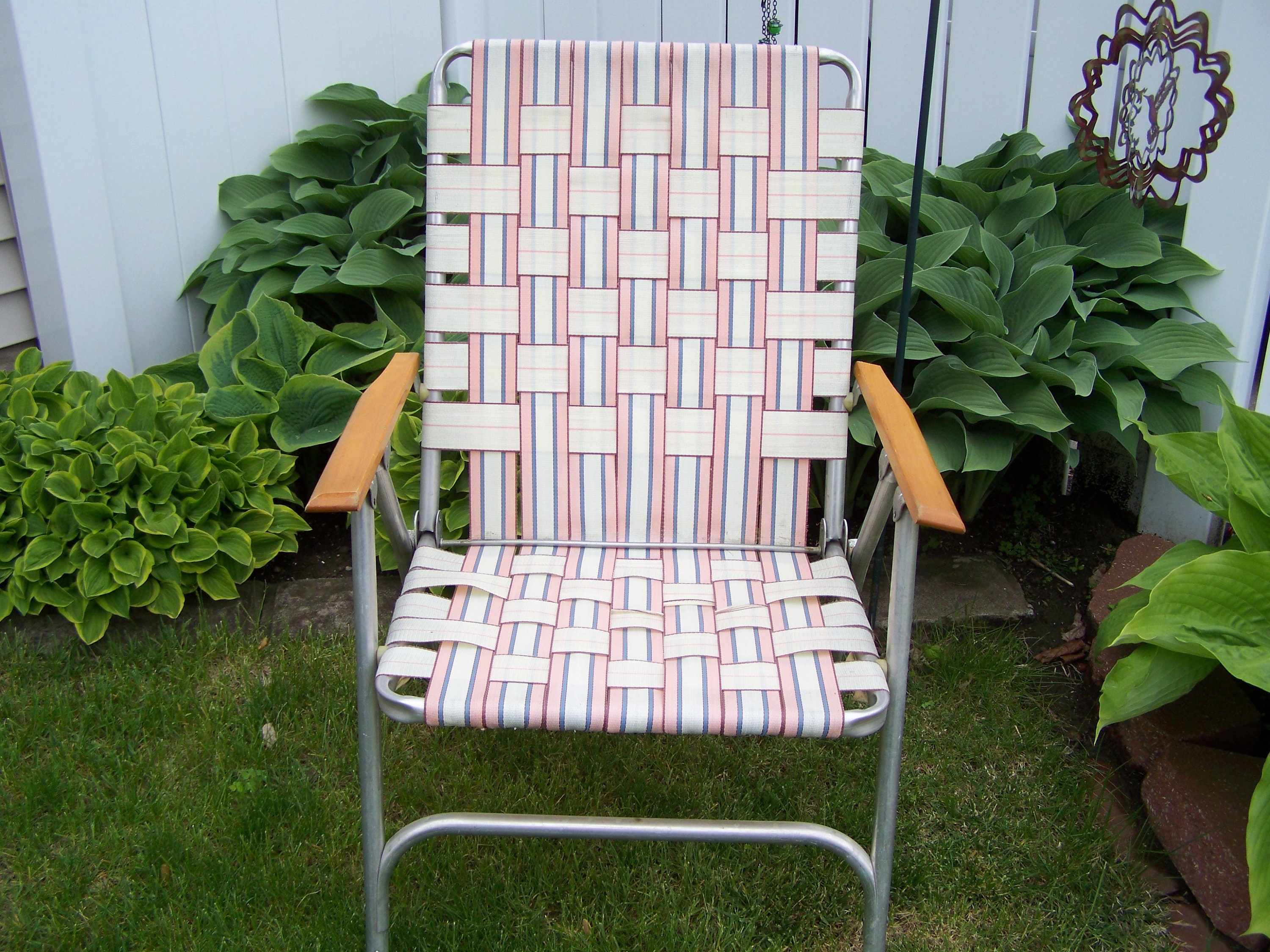 Correas de tejido de aluminio vintage plegables silla de patio | Etsy