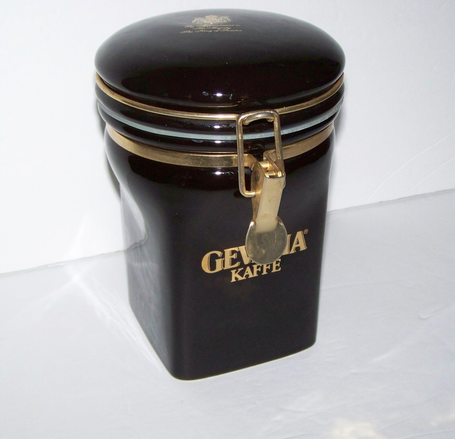 Vintage Gevalia black ceramic coffee canister Etsy