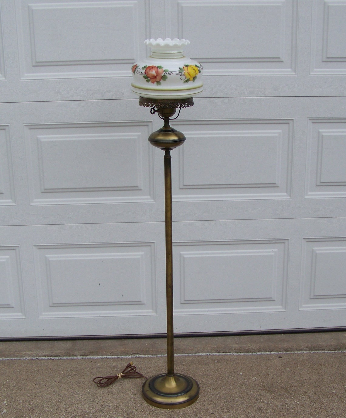 Vintage hurricane lamp 3 way floor accent lamp yellow Etsy